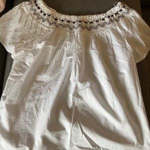 Old Navy smocked off the shoulder flutter sleeve shirt